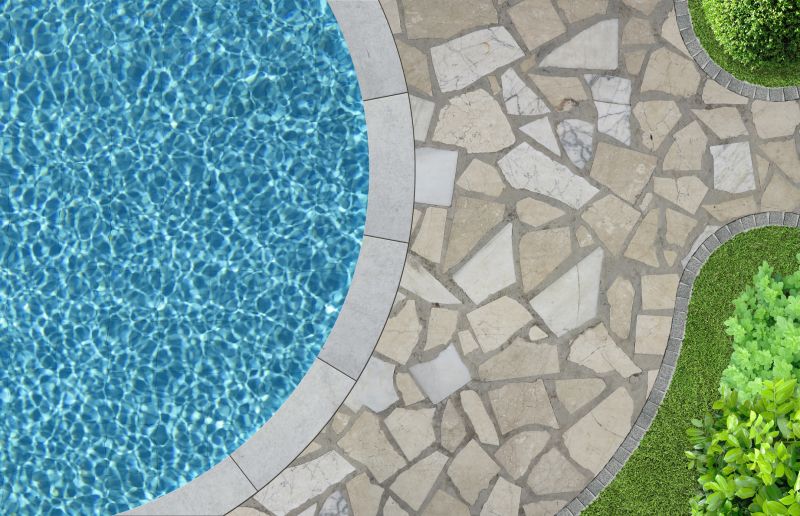 Poolside Travertine Installation